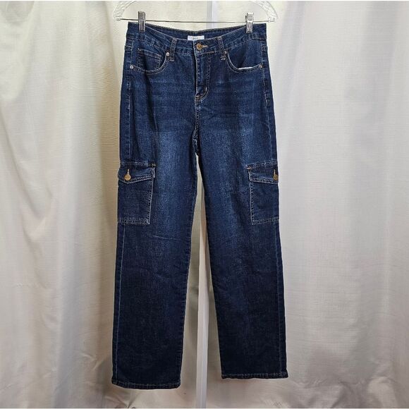 BLEU Medium Wash Cargo Jeans Size 6 - Picture 1 of 7